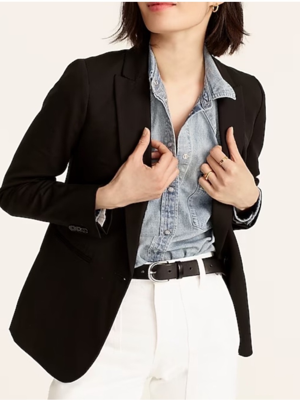 JCREW Parker Blazer in Black Womens 4P Button Wool Blend